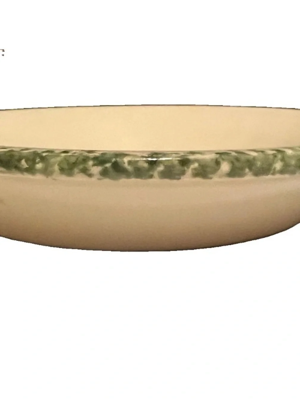 E. Texas Pottery Stoneware Pie Plate 11'' Green Spongeware/Floral Heart VINTAGE